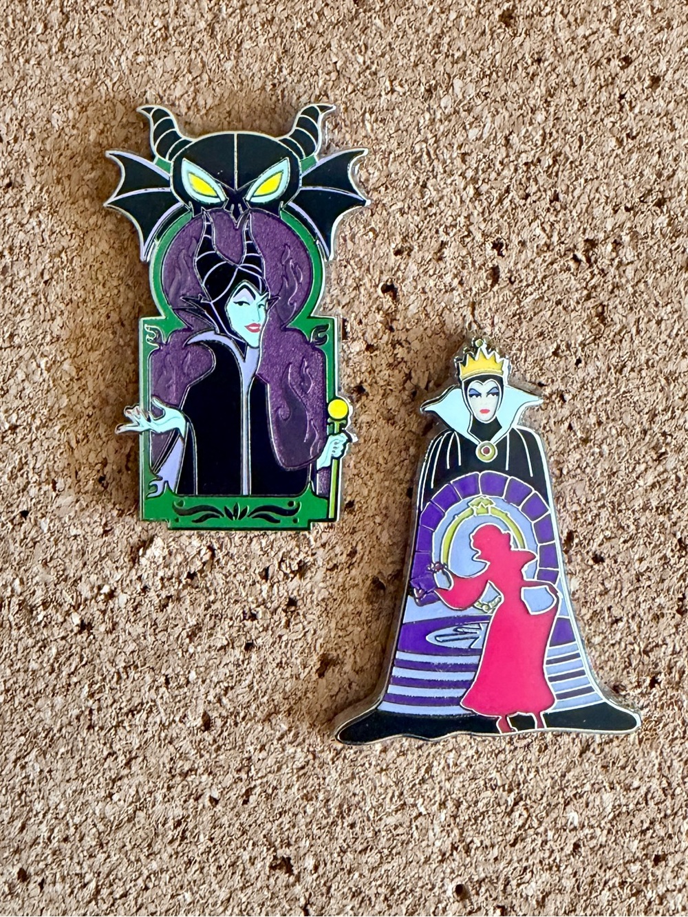 Disneyland Villain Diamond Enamel Pins - Maleficent & The Evil Queen (Set of 2)